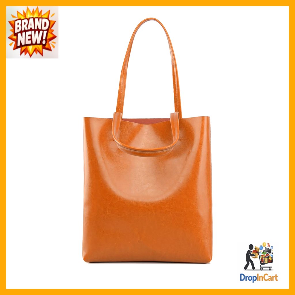 Genuine Leather Tote Bag Top Grain Cowhide Zippered Large Work Handbag